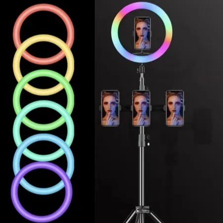 RGB LED Soft Ring Light MJ36 | 36 Inch Pro Ring Light with Tripod + Phone Holder | 16 RGB Modes | For TikTok, YouTube, Makeup, Live Stream